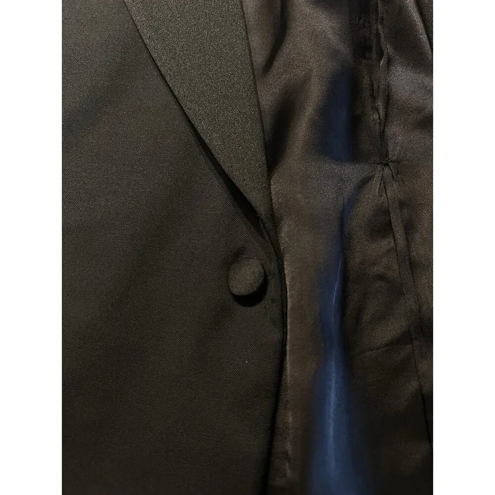 Vintage Ermenegildo Zegna Tuxedo Jacket 42R Black Formal Designer - Picture 9 of 16